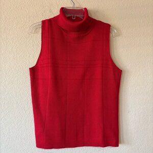 Christopher Banks Red Sleeveless Turtleneck Size L
